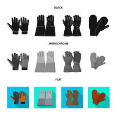 Vector illustration of glove and winter logo. Collection of glove and equipment stock vector illustration.
