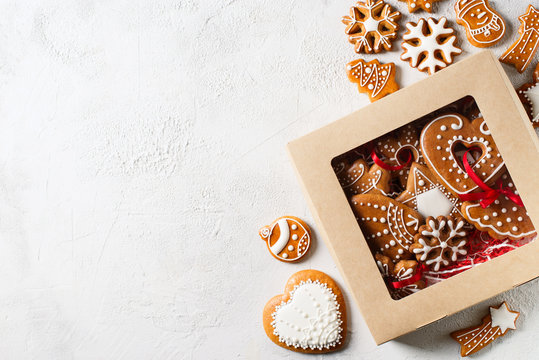 Gingerbread christmas cookies gift box homemade