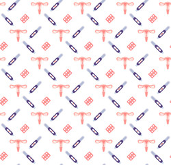 reproductive system female anatomy uterus cervix fallopian tube pregnancy test icon healthcare medical service logo medicine symbol concept seamless pattern flat