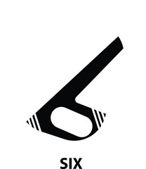 The Number Six. Shaped Black Numbers. Mathematical Figures.