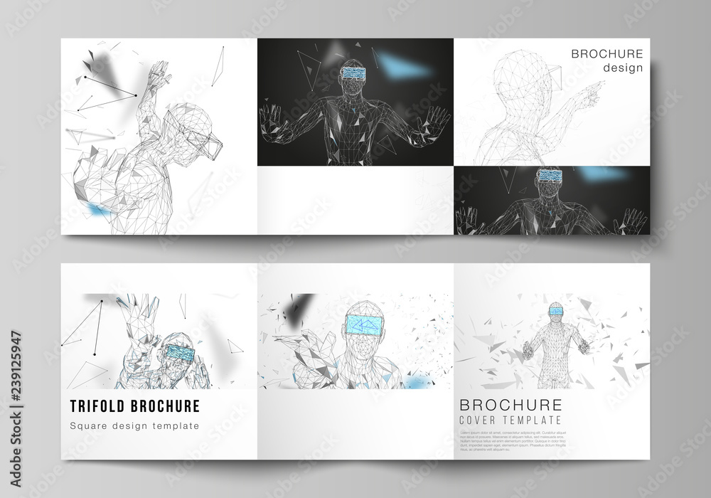 Wall mural the minimal vector editable layout of two square format covers design template for trifold square br