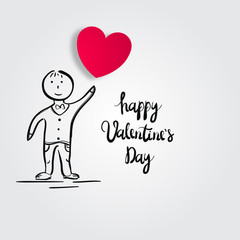 Boy with hearts.Vector illustration. Valentine's Day card