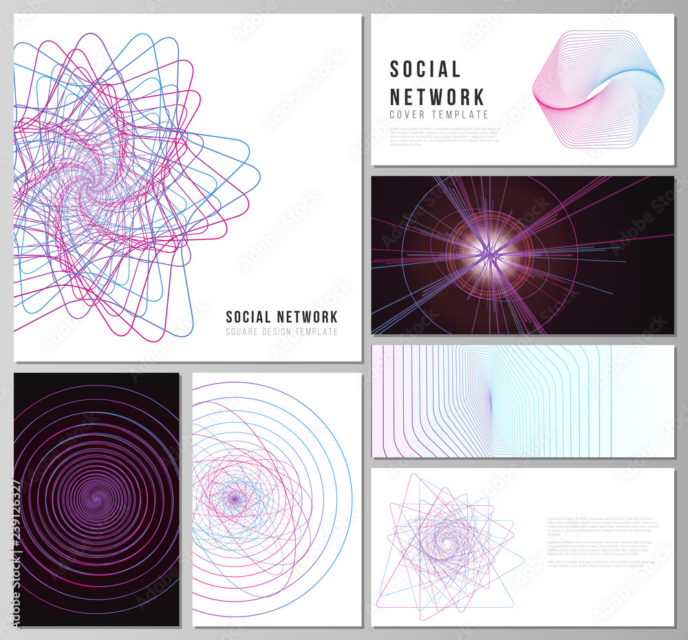Poster vector illustration of the editable layouts of modern social network mockups in popular formats. ran