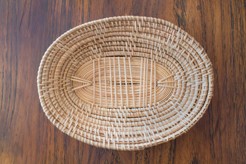 Top view of small basket empty, suitable for  food storage, fruit or home decoration