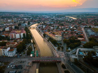 Fototapeta premium City of Nis aerial landmark view in Serbia