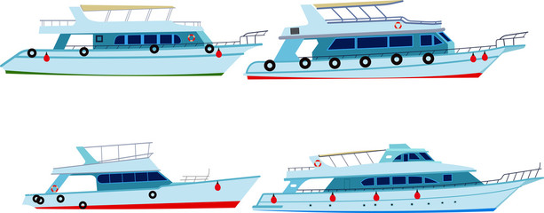 set of motor yachts
