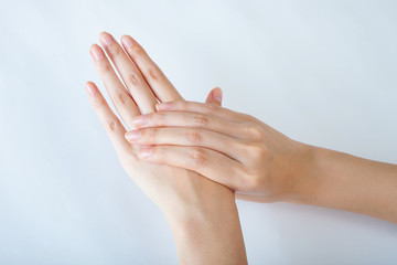 woman's hand care, close up