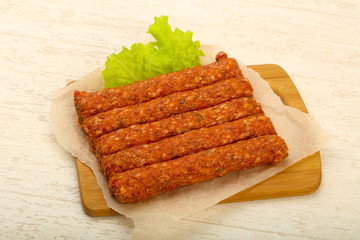 Raw beef sausages