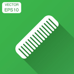 Hair brush icon in flat style. Comb accessory vector illustration with long shadow. Hairbrush business concept.