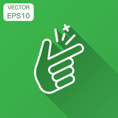 Obraz premium Finger snap icon in flat style. Fingers expression vector illustration with long shadow. Snap gesture business concept.