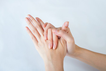 woman's hand care, close up
