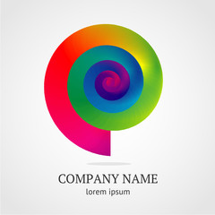 Abstract spiral symbol with vibrant color gradient. Color shell emblem for company identity. Vector business sign.