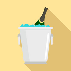 Champagne ice bucket icon. Flat illustration of champagne ice bucket vector icon for web design