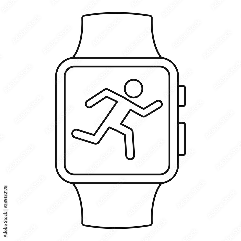 Sticker Smartwatch running mode icon. Outline smartwatch running mode vector icon for web design isolated on white background