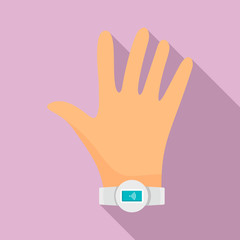 Woman nfc bracelet icon. Flat illustration of woman nfc bracelet vector icon for web design