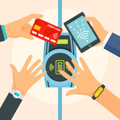 Nfc payment method concept background. Flat illustration of nfc payment method vector concept background for web design