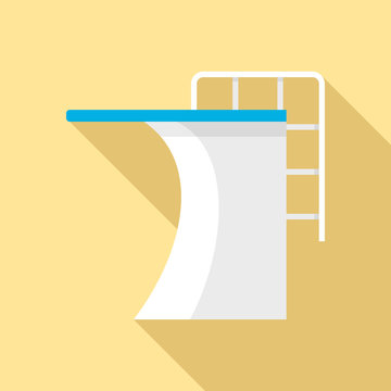 Springboard Pool Icon. Flat Illustration Of Springboard Pool Vector Icon For Web Design