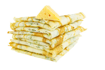 Pile of folded pancakes and cheese