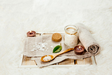 Using Magnesium Chloride vitamin salt in foot bath water, solution. Magnesium grains in foot bath water are ideal for replenishing the body with this essential mineral, promoting overall well being.