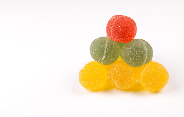 Gumdrops, Colorful Sugarcoated Marmalade balls. Traditional Scandinavian Christmas Candy, isolated...