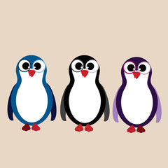 Vector illustration of set of penguins.