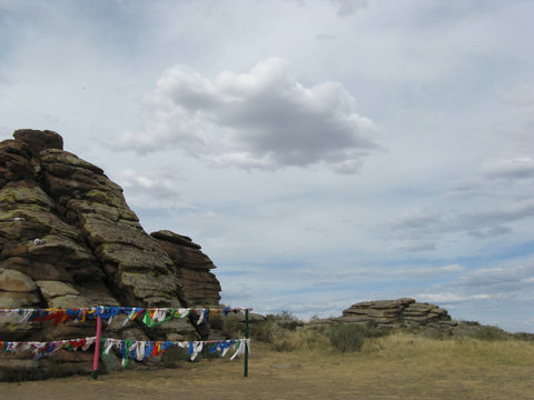 Khata is a traditional ceremonial scarf in tengrism and Tibetan Buddhism in Tuva