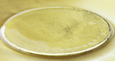 Crypto currency Gold Bitcoin - BTC - Bit Coin in gold paints. 
Macro.