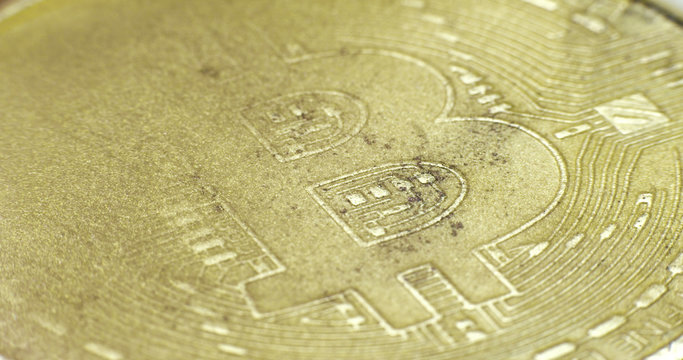 Crypto currency Gold Bitcoin - BTC - Bit Coin in gold paints. 
Macro.