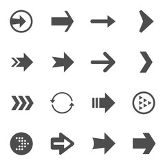 Different arrows. Set of 16 high quality web icons