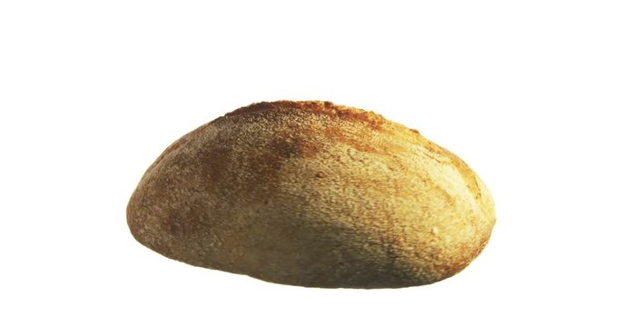 Bread Spinning and Rotating Isolated on White Background Food Suspended in the Air