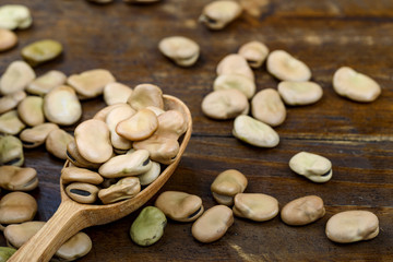 dry beans in a spoon