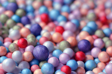 Close up of colorful foam balls or pearls