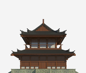 Naklejka premium Japanese building isolated on white background 3d illustration