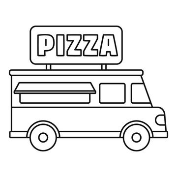 recommend clip art: Pizza truck icon. Outline pizza truck vector icon for web design isolated on white background
