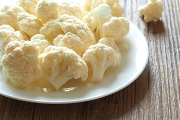 Cauliflower on a white plate