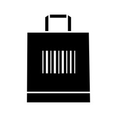 Shopping bag with barcode glyph icon