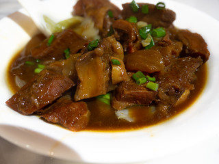 Stewed Beef with brown sauce in Hong Kong restaurant popular menu.people like to order