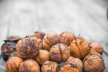 Autumn nuts harvest