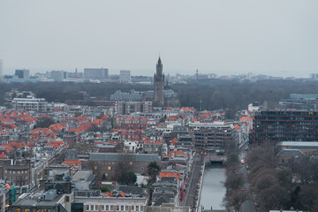 The hague city skyline sunrise, Netherlands