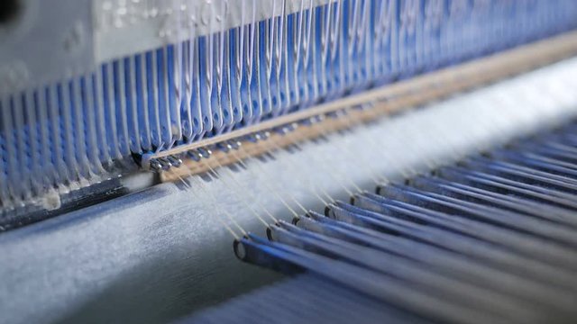 Industrial textile factory. Slow motion