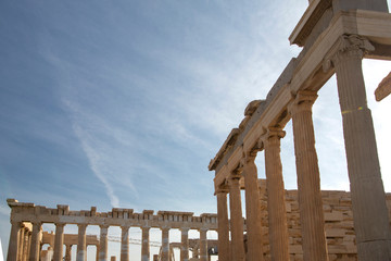Caryatid Porch of the Erechtheion on the Acropolis at Athens. The ancient Erechtheion temple with...