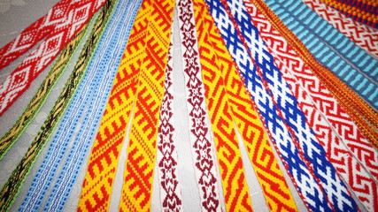 Embroidered stripes fabric background