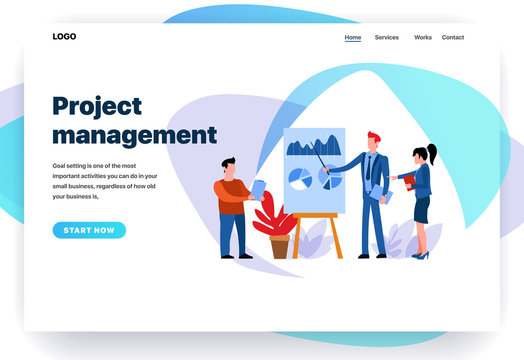 Web page design templates for business solutions, project management, task negotiation. The chief sets the task for employees. Modern vector illustration concepts for website and mobile website