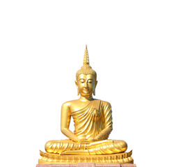 gold buddha statue on white background