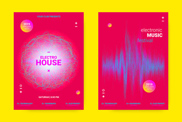 Wave Music Poster Concept. Electronic Sound Flyer.