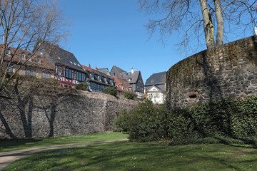 Fototapeta na wymiar historic old town Frankfurt-Hoechst with its half-timbered houses