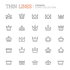 Collection crowns related line icons. Vector eps 8