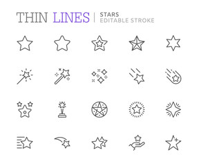 Collection of stars related line icons. Editable stroke