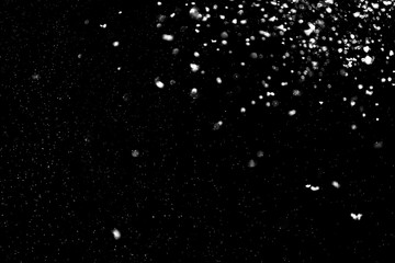 Snow and snow fog on a black background