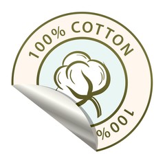 Sticker with the image of cotton and the inscription in the circle